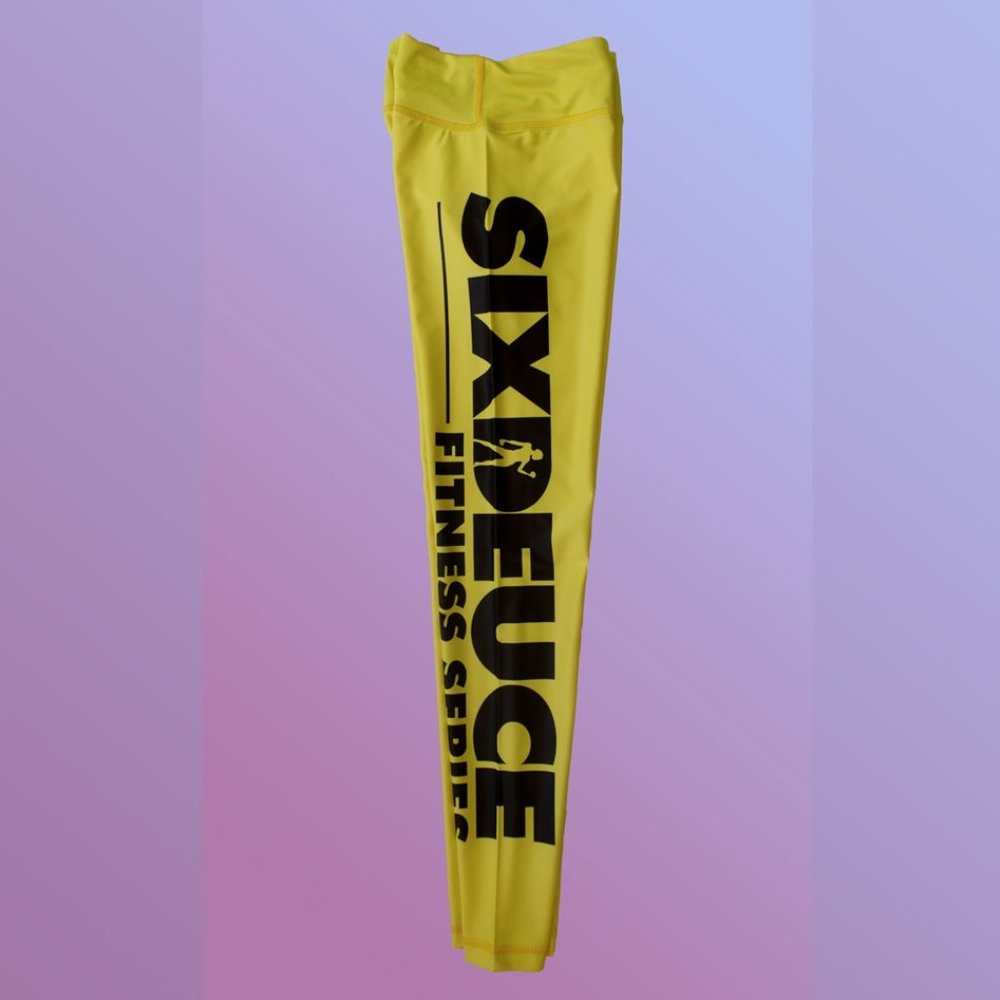 Six Deuce Yellow Stretch Workout Lifting Leggings